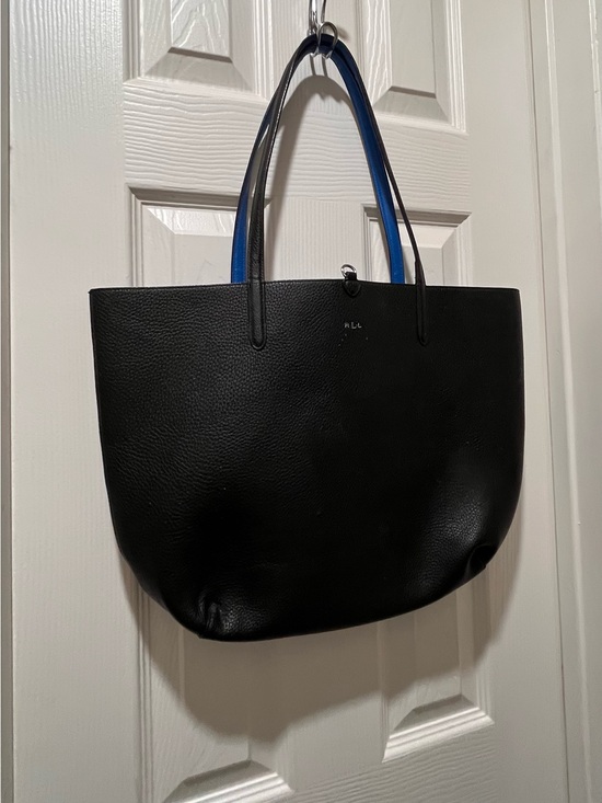 Polo Ralph Lauren Handbags - Polo by Ralph Lauren Reversible Black and Cobalt Blue Pebbled Tote Bag